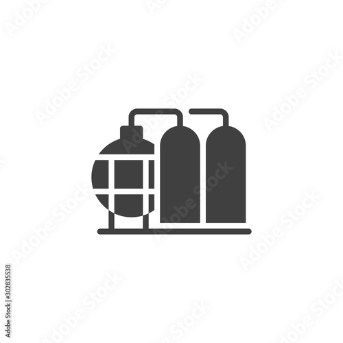 Oil refinery plant vector icon. filled flat sign for mobile concept and web design. Industrial oil tanks glyph icon. Symbol, logo illustration. Vector graphics