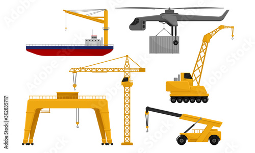 Foto Set of cranes with loads