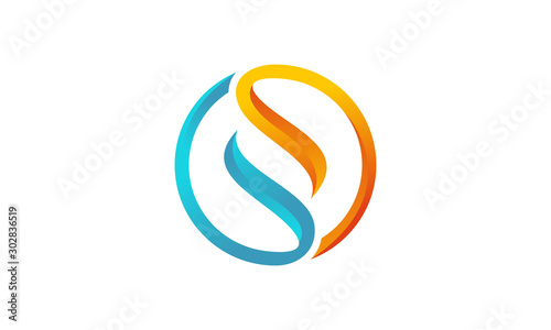logo hot and cold blue and orange letter s