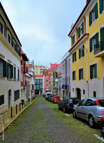narrow street in the city of Lisbon Portugal © sebi_2569