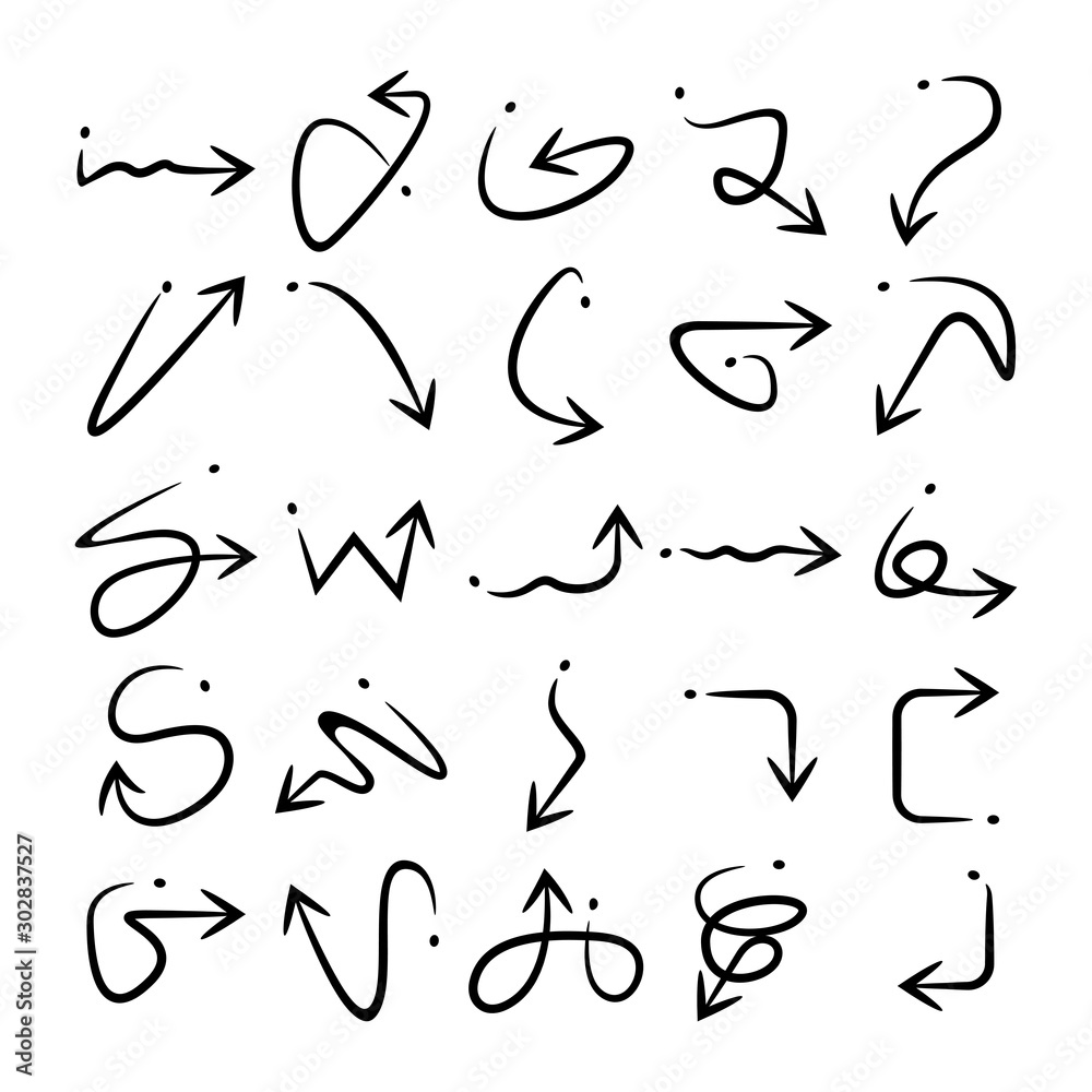 doodle curved arrows icons vector set doodle curved arrows icons vector set