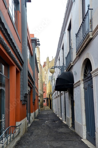 Narrow street in the Lisbon city Portugal 30.Oct.2019 It is famous for its beautiful labyrinthine streets