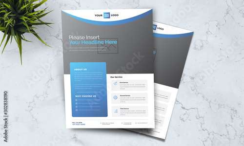 A4 minimalist modern elegant business template flayer vol 98 with blue and white color cmyk ready to print in vector editable layer