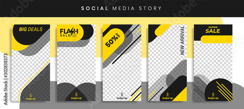 Banners Bundle Kit Set of Social Media Instagram Story. Geometric Stories Sale Banner Background ,Poster, Flyer, Coupon, Layout Composision Gift Card, Smartphone Templates Story editable eps 10 vector