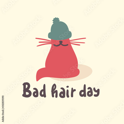 Bad hair day - funny inspire motivational quote. Hand drawn lettering. Youth slang, idiom. Print for inspirational poster, t-shirt, bag, cups, card, flyer, sticker, badge. Cute vector writing