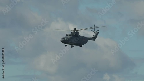 Russian Heavy-Lift Transport Helicopter Mil Flying Over