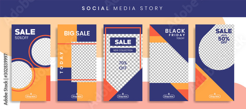 Banners Bundle Kit Set of Social Media Instagram Story. Geometric Stories Sale Banner Background ,Poster, Flyer, Coupon, Layout Composision Gift Card, Smartphone Templates Story editable eps 10 vector
