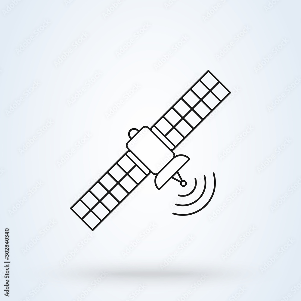 satellite and Space station. Simple line modern icon design illustration. satellite and Space station. Simple line modern icon design illustration.