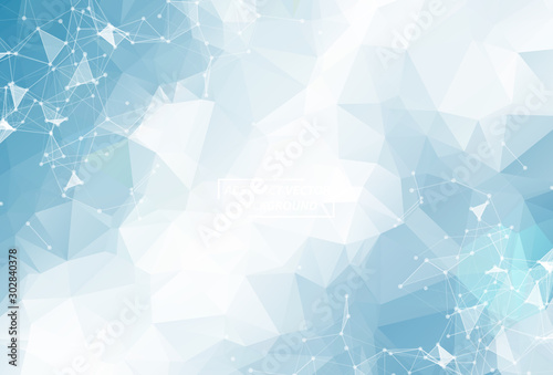Blue Geometric Polygonal background molecule and communication. Connected lines with dots. Minimalism background. Concept of the science, chemistry, biology, medicine, technology.