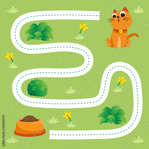 cat worksheet vector design, dash game for kid.