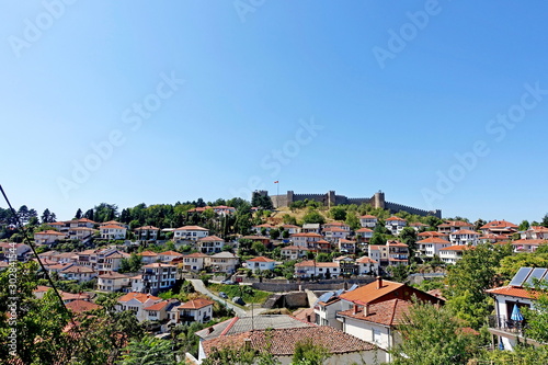 Panorama of the Ohrid medieval fortress of Samuel from the Church of the Blessed Virgin Mary