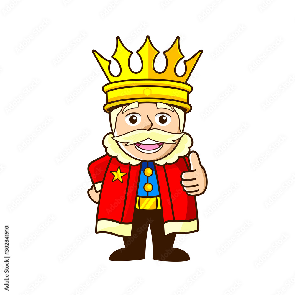 Cartoon King Wears A Crown Thumbs Up Mascot Logo Design Stock Vector Adobe Stock Cartoon King Wears A Crown Thumbs Up Mascot Logo Design Stock Vector Adobe Stock