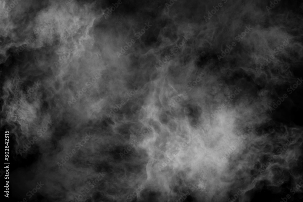 Fototapeta White smoke isolated on black background