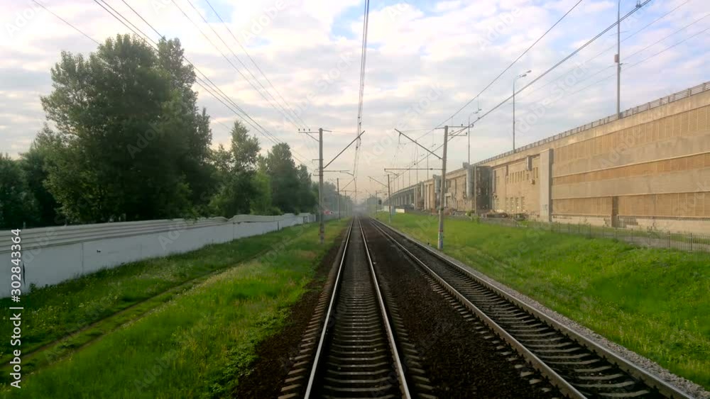 Passenger Train Rear View near Moscow, Russia Passenger Train Rear View near Moscow, Russia