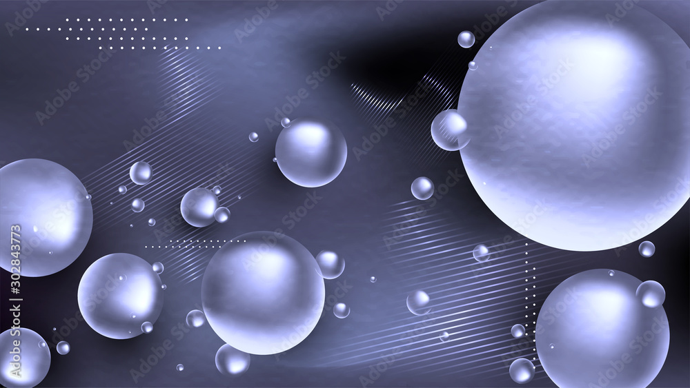 3D Abstract bubbles or geometric balls on grey diagonal lines background. - obrazy, fototapety, plakaty 