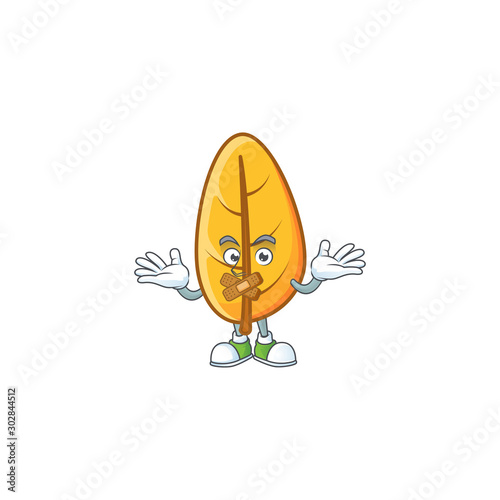 Yellow autumn leaves in with mascot silent