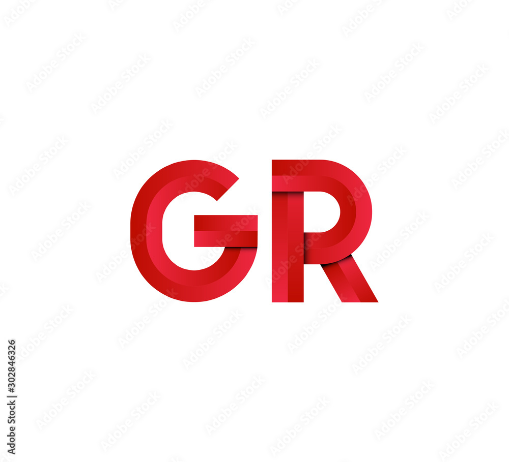 Initial two letter red 3D logo vector GR Initial two letter red 3D logo vector GR