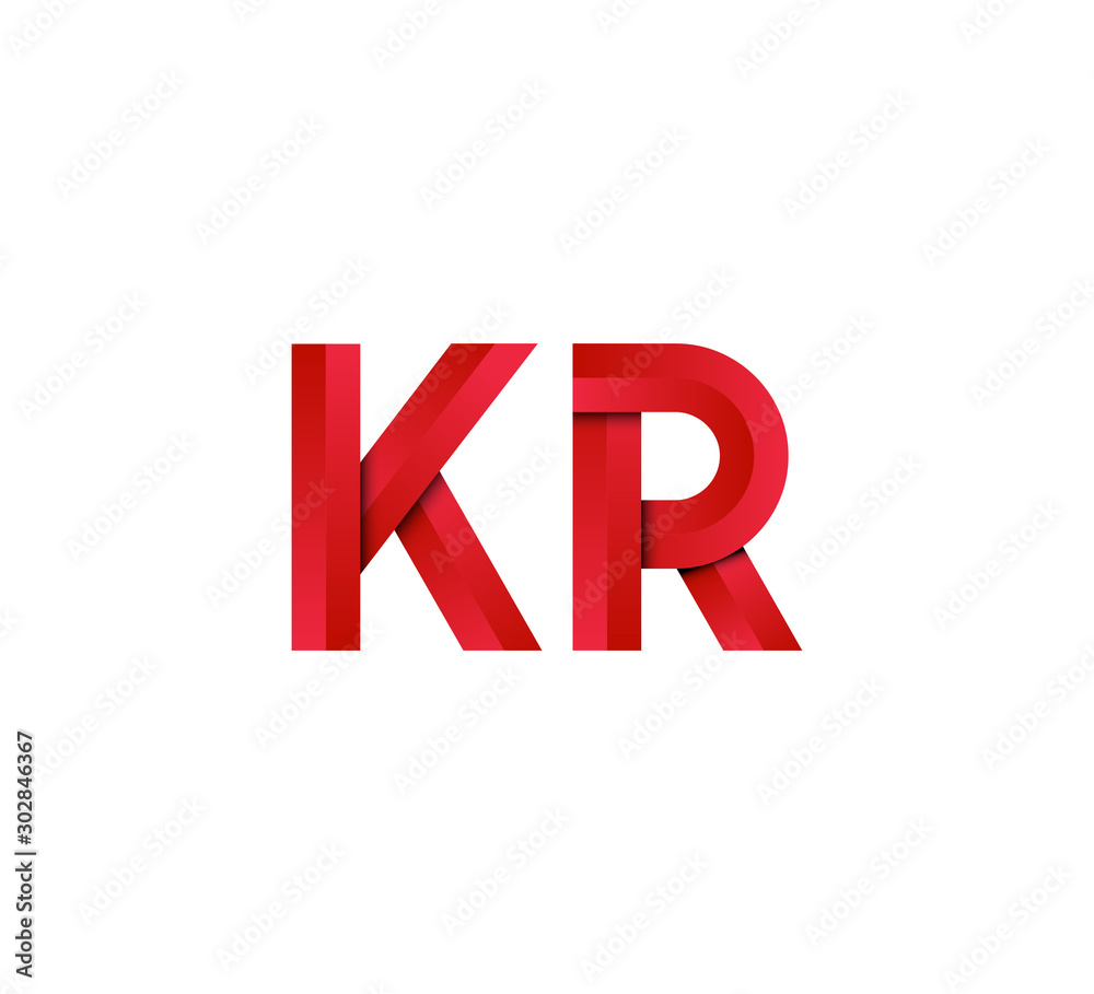 Obraz premium Initial two letter red 3D logo vector KR