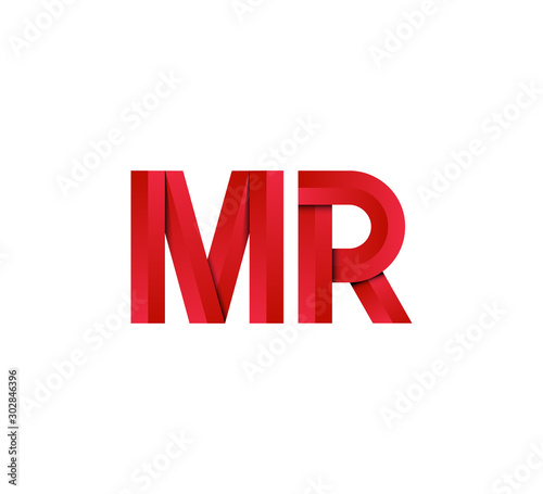 Initial two letter red 3D logo vector MR