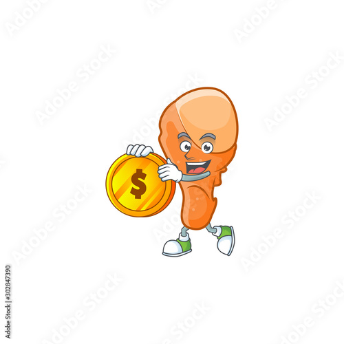 Crispy chicken thigh with mascot a bring coin.