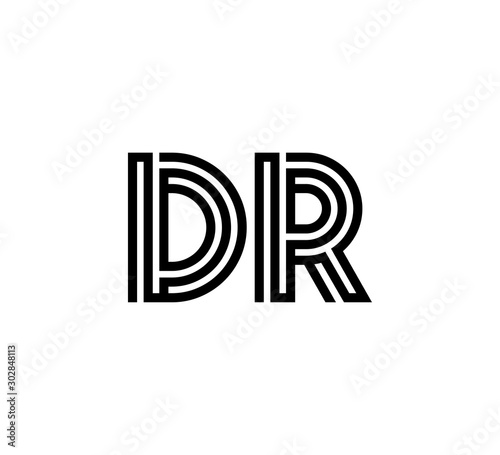 Initial two letter black line shape logo vector DR