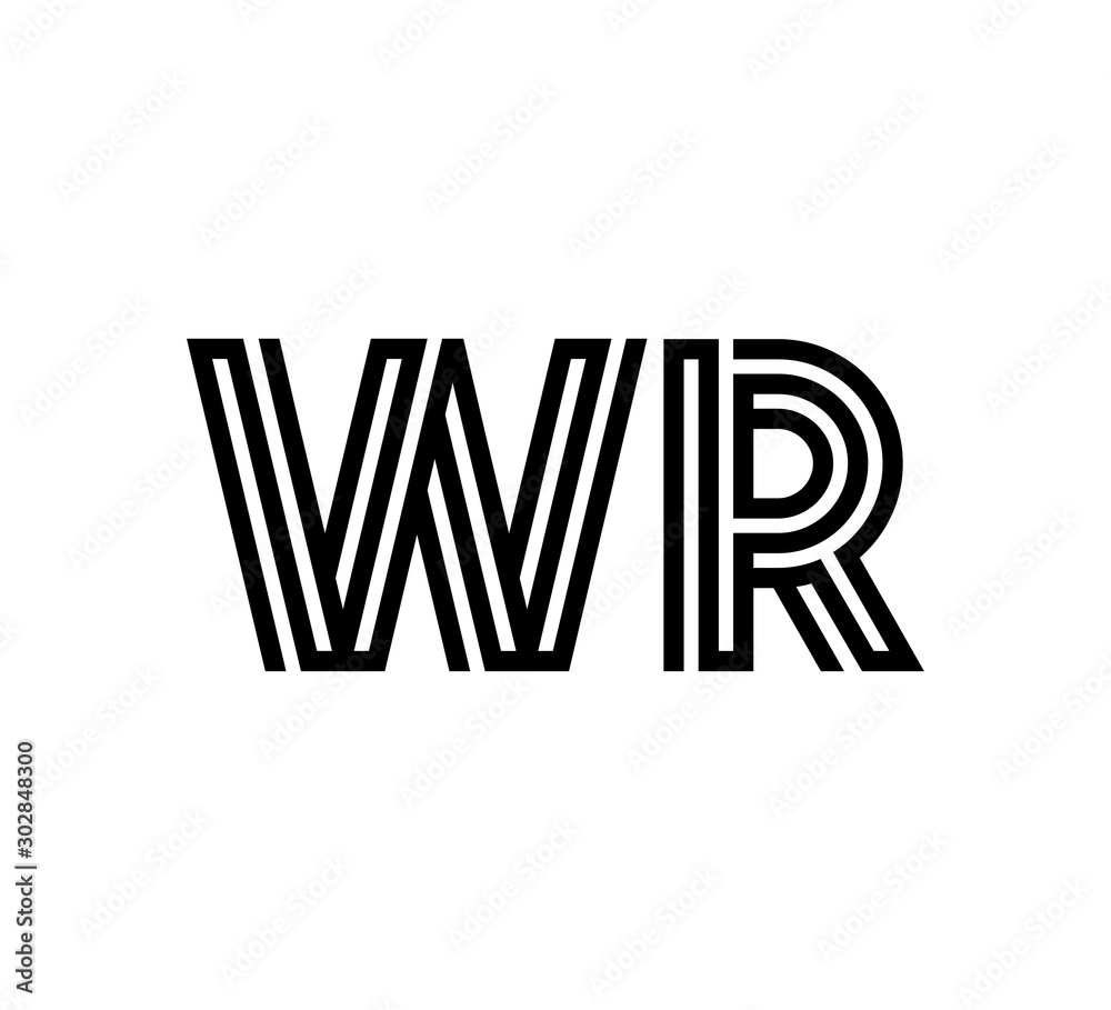 Obraz premium Initial two letter black line shape logo vector WR