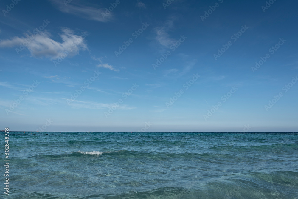 Blue Mediterranean sea water in nice summer day.