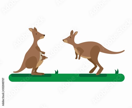 kangaroo cartoon illustration icon editable vector