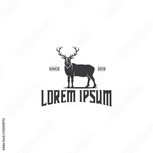 Deer Hunt Logo template, Elegant Deer Head logo designs vector