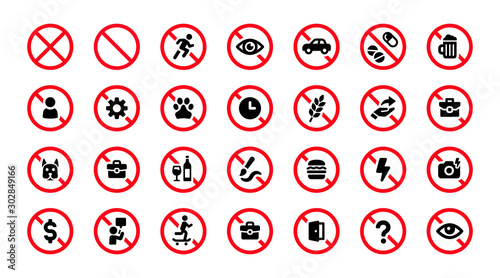 Prohibited icon set - Forbidden symbol