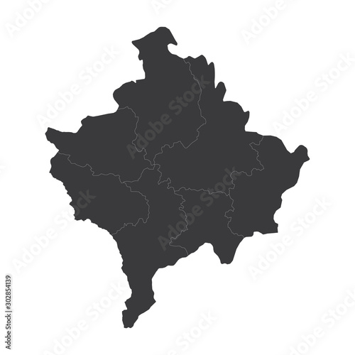 kosovo map on white background vector, kosovo Map Outline Shape Black on White Vector Illustration, High detailed black illustration map -kosovo.