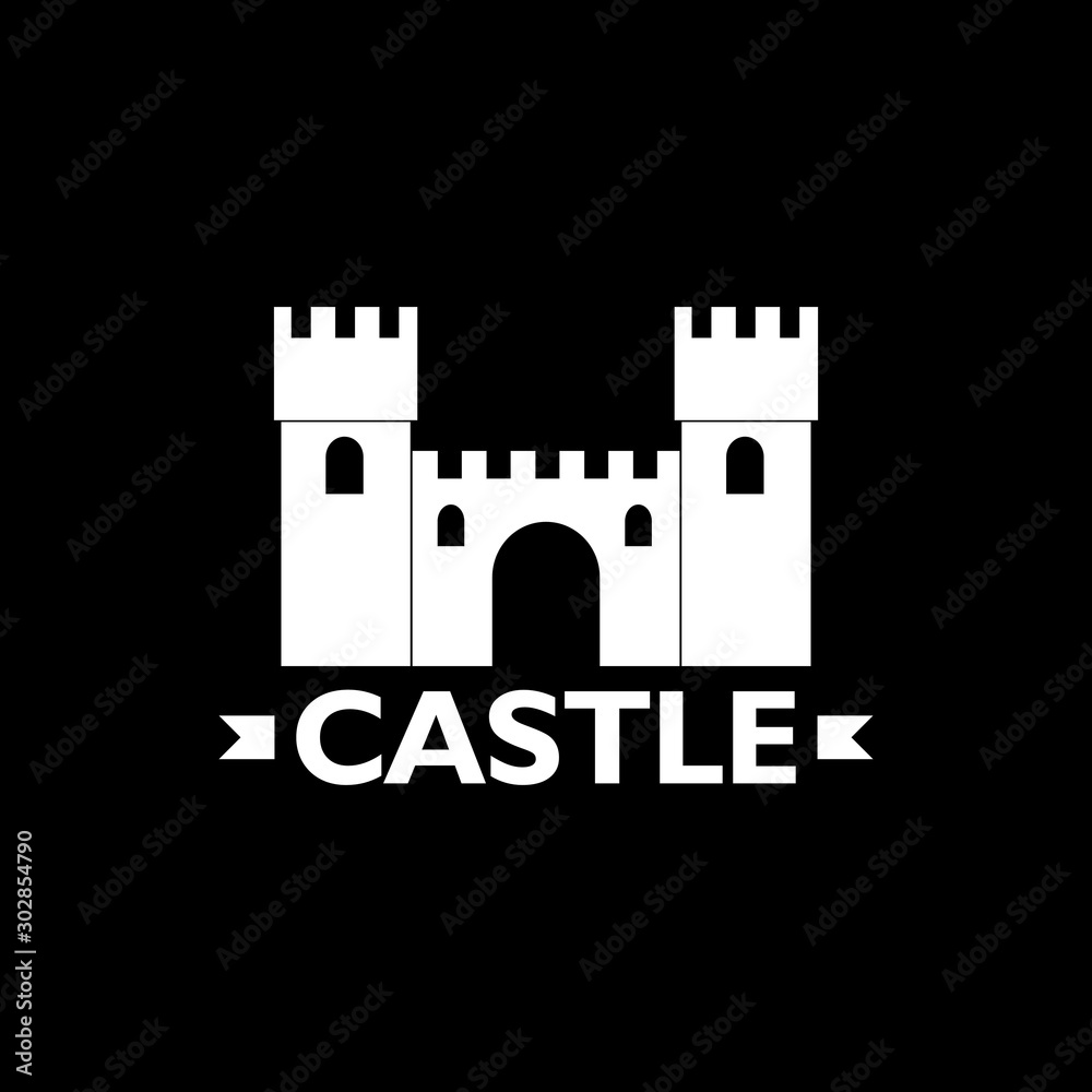 Castle icon flat illustration for graphic and web design isolated on black background
