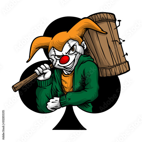 Handdrawing Vector Illustration Scary Clown