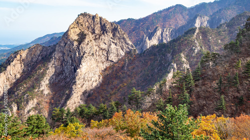 panoramic view of rocks and color mountain slope