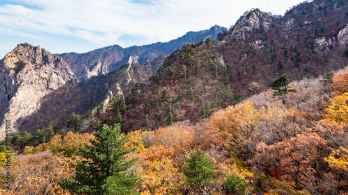 colorful mountain slope and rocks in Seoraksan