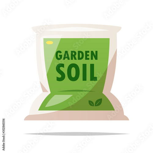 Bag of garden soil vector isolated illustration