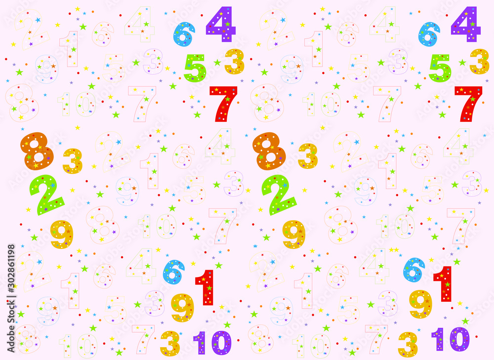 pattern of colored cartoon numbers pattern of colored cartoon numbers