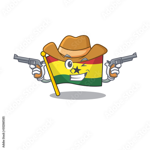 Cartoon flag ghana isolated in character cowboy