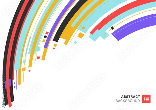 Abstract template design colorful geometric overlap layer striped curved on white background space for your text.