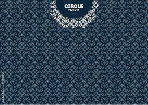 Abstract geometric circle blue background japanese pattern style.
