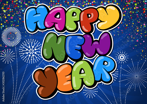 Colorful Happy New Year Gre...