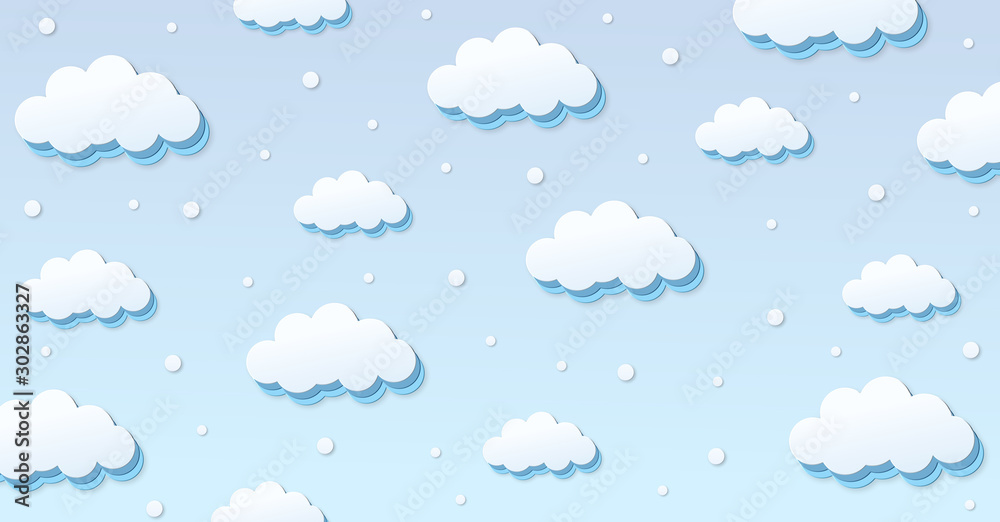 Festival pattern Abstract kawaii Clouds cartoon on blue sky with snow background. Concept for children and kindergartens or presentation and christmas day Festival pattern Abstract kawaii Clouds cartoon on blue sky with snow background. Concept for children and kindergartens or presentation and christmas day