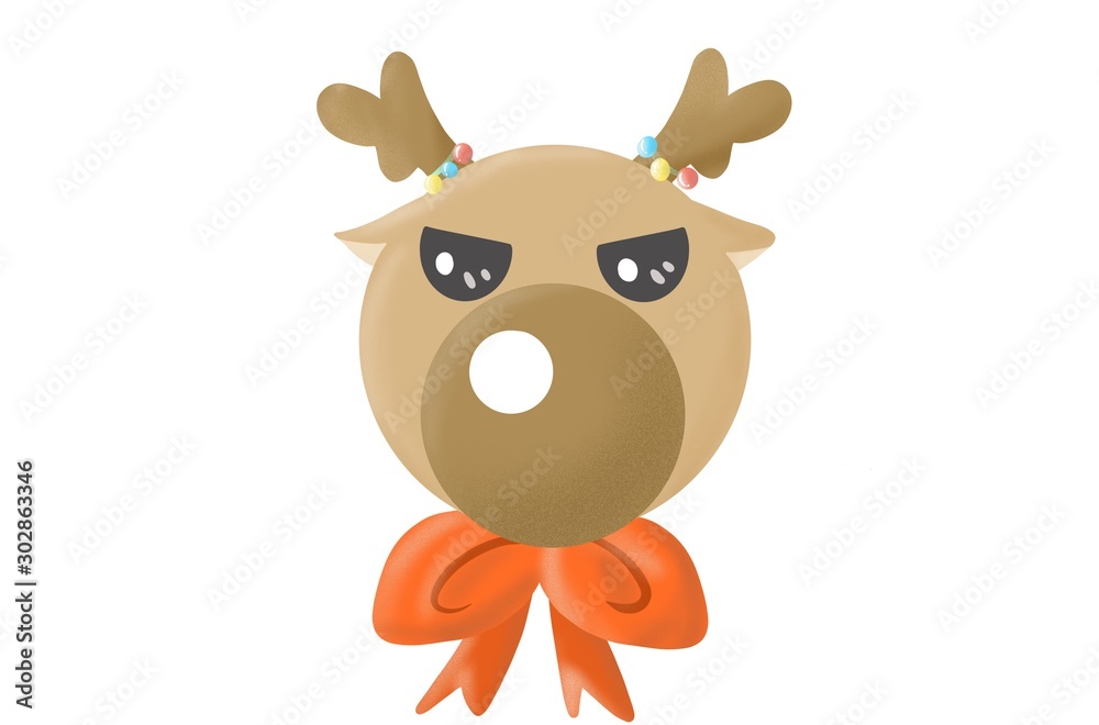 Fototapeta premium Cute cartoon reindeer 