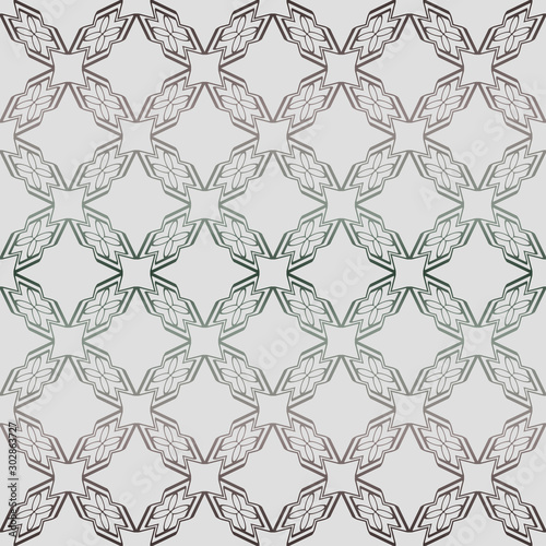 Abstract Vector Seamless Pattern With Abstract Geometric Style. Repeating Sample Figure And Line. Grey, green color © Bonya Sharp Claw