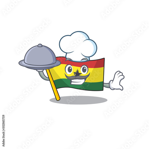 Mascot cartoon flag ghana in with chef holding food character