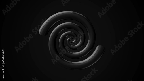 Animation of a gray twisted spiral. Animation. Hypnotizing black and grey spiral turning photo