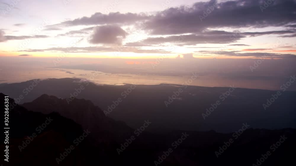 Sunset at Rinjani Volcano Summit, 3726 meters above sea level, Lombok Island, Indonesia