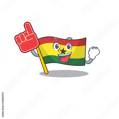 Cartoon flag ghana with in isolated foam finger