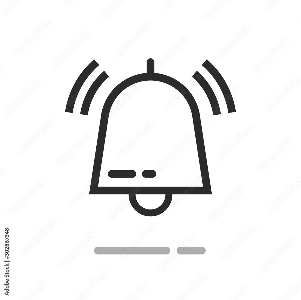 Bell or handbell ringing symbol vector icon, line outline art doorbell or  jingle with sound waves isolated clipart Stock-Vektorgrafik | Adobe Stock