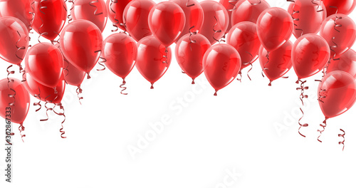 A red party balloons isolated header background